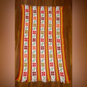 Vintage Handmade Crocheted afghan blanket throw bright colors floral daisy 69x39